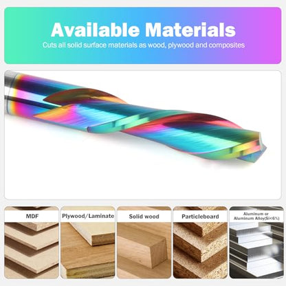 1/4 Inch Shank Downcut Spiral Router Bit 1/4 Inch Cutting Diameter 1 inch Cutting Length with Extra Long Life TAC Coating CNC Router Bits Wood End Mill for Woodwork Mortise Slot Trim - size: 1/4" Dia - 1" CL -1/4" Shank, style: DOWN CUT