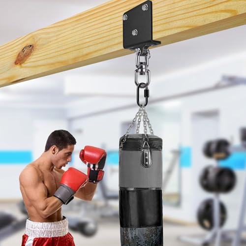Dolibest Heavy Punching Bag Hanger, 360° Rotation I-Beam Mount for Boxing Muay Thai, Wood Beam Hook for Weight Strength Training Systems, Aerial Yoga & Hammock, Resistance Band (1000 LB Capacity) - color: Black beam hanger- 360°+ 180° rotation