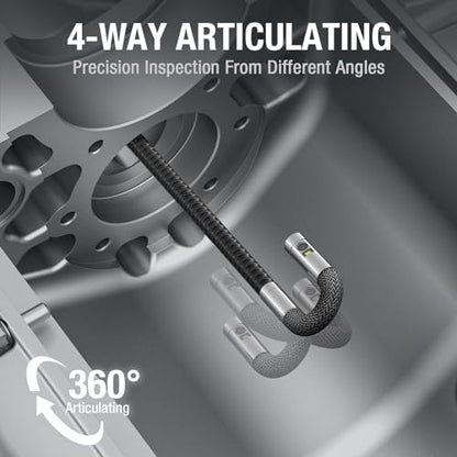 Teslong TF600 4-Way Articulating Borescope with 6.5mm Dual Lens Endoscope