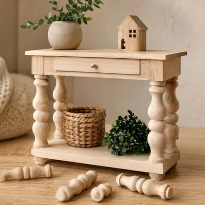 LOGOFUN 24 Pcs Unfinished Wooden Baluster Spindles 8.5 cm