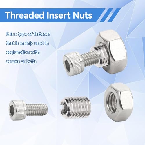 10PCS Threaded Inserts, M6x1.0 Female and M10x1.5 Male Threaded Wood Inserts Stainless Steel Self Tapping Thread Insert Reducing Nut Conversion Kit