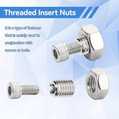 10PCS Threaded Inserts, M6x1.0 Female and M10x1.5 Male Threaded Wood Inserts Stainless Steel Self Tapping Thread Insert Reducing Nut Conversion Kit