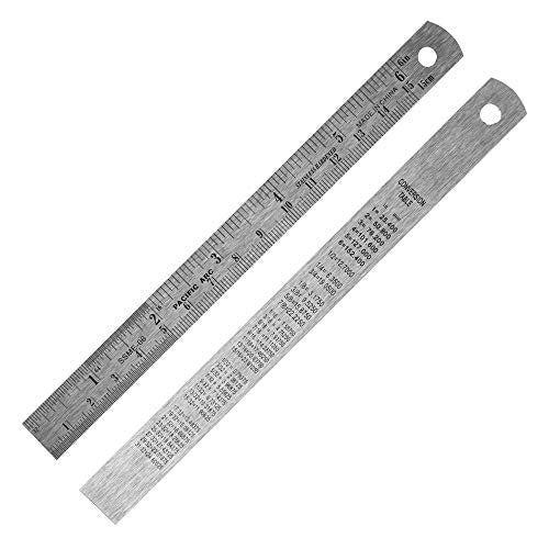 Pacific Arc 6 Inch Stainless Steel Ruler with Inch/Metric Conversion Table - style: 6 In