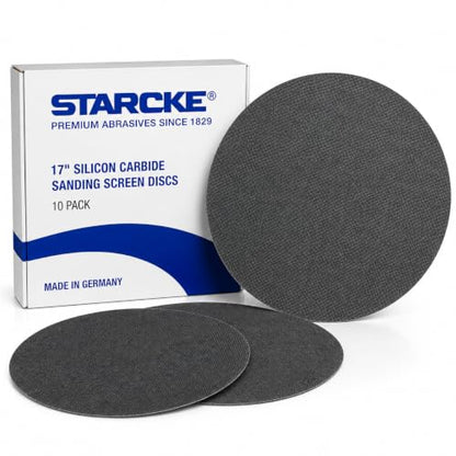 Starcke Premium 17" Sanding Screen Discs, 220 Grit, Pack of 10 – Black Silicon Carbide Mesh Sandpaper Discs for Floor Buffer and Sander Use, Two-Sided Screen Mesh Sanding Disc for Wood Floors