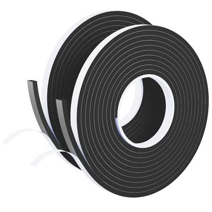 Weather Stripping Door Seal Black,Self Adhesive Foam Tape,Window Insulation Weatherproof Gasket Tape for Doors and Windows,1/2 Inch Wide X 1/4 Inch Thick,2 Rolls Total 32.8Ft - size: 1/2Inx1/4Inx16.4Ft,2Roll