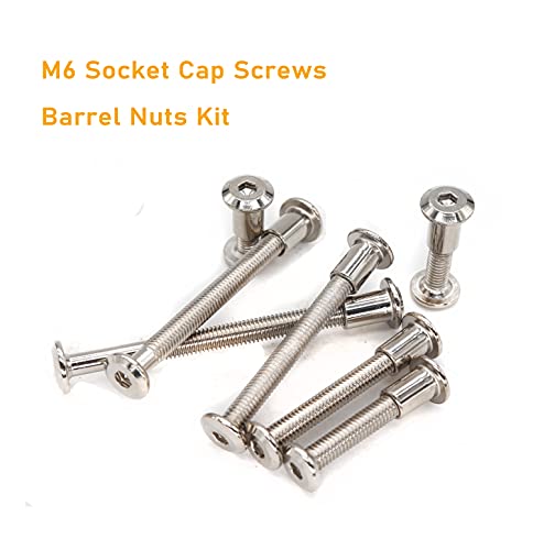 10-Set M6x30mm Rivet Countersunk Hex Socket Cap Bolts and Hex Head Barrel Nuts for Furnitures Cribs Chairs, Nickel Plated - size: M6x30mm 10-pack