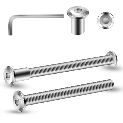 1/4-20 x 3 Inch 20Pcs Flat Head Hex Socket Cap Screws Bolts Barrel Nuts Kit, 304 Stainless Steel 18-8, Full Thread by SG TZH (with Hex Spanner) - color: Silver, size: 1/4-20 x 3"