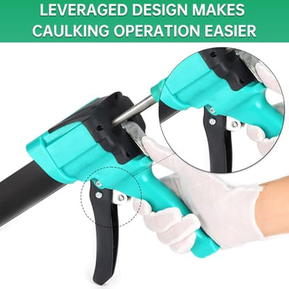Double Caulking Gun,Dual Epoxy Gun for 400 mL(13.5 fl oz,1:1 Mix Ratio),Manual Dual Component Adhesive Applicator with 9 Pieces Caulk Tools,Green - color: Green