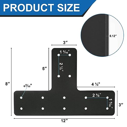 T Post Bracket 2pcs,12x8 Flat Mending Plate,T Shape Brackets - style: T-shape(12X8)
