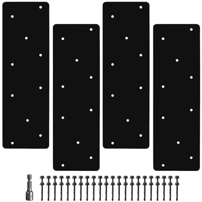 4 Pcs 16"x5" Straight Steel Flat Plate, Heavy Duty Mending Plate Joining Brackets, I Shape Strap Metal Plate Fit 4x4,6x6 for Repair House,Furniture,Pavilion,Truss framing - style: I Shape(15.7"x5")