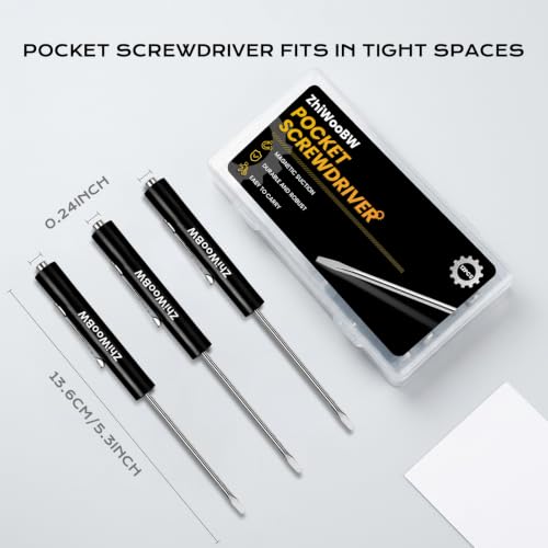 12Pcs Black Pocket Screwdriver Magnetic Mini Slotted Flathead - color: Black