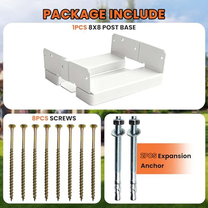 1 PCS 8x8 Post Base for Concrete Heavy Duty White E-Coated - color: White