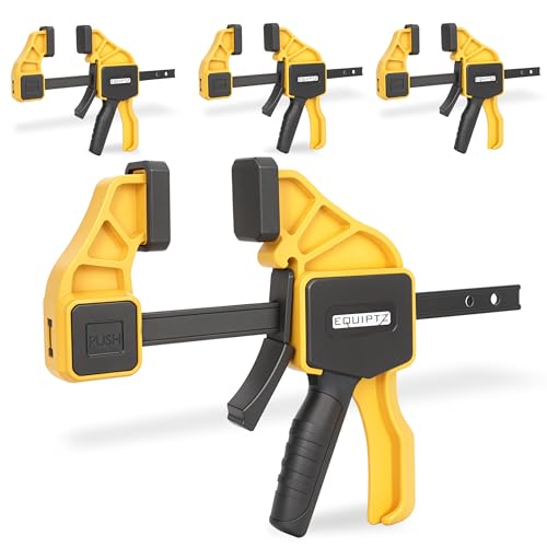 EQUIPTZ 6 inch Bar Clamps for Woodworking – 4 Pack Quick Grip Clamps Set with 150 lbs Force – Wood Clamps for Gluing, Carpentry, DIY, and Metalworking (6 inch Size, 4 Pack) - style: 6 inch Size, 4 Pack