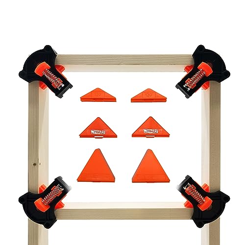 4set 60/90/120 Degree Pro Corner Clamps Set for Woodworking Tools-Non Slip Fixed, Adjustable Single Handle Spring Loaded Right Angle Clip for Frame Welding/Wood Working/Making Cabinet