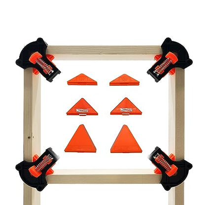 4set 60/90/120 Degree Pro Corner Clamps Set for Woodworking Tools-Non Slip Fixed, Adjustable Single Handle Spring Loaded Right Angle Clip for Frame Welding/Wood Working/Making Cabinet