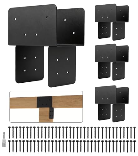 4 Pack 6x6 Heavy-Duty Post Bracket for Outdoor Pergolas Gazebos Decks - size: 4 Pack Large Brackets 6"x6"