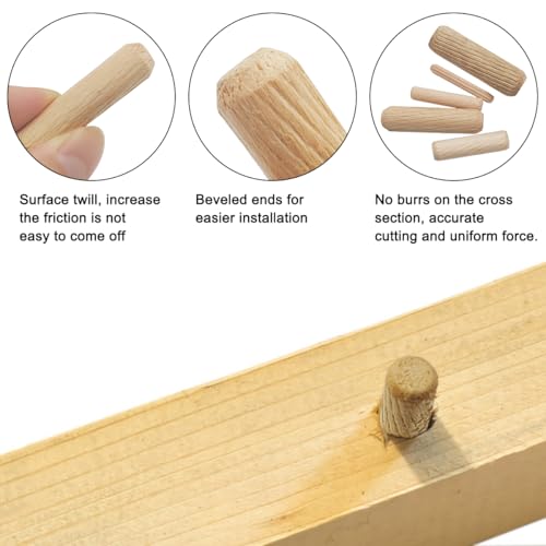 30Pcs Assorted Wooden Dowel Pins, M4 M6 M8 M10 M12 Fluted Hardwood Grooved Plugs for Furniture Woodworking, DIY Crafts Carpentry (5/32 to 1/2 Inch, 4/6/8/10/12mm) - size: 5 Sizes(M4 M6 M8 M10 M12)