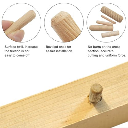 30Pcs Assorted Wooden Dowel Pins, M4 M6 M8 M10 M12 Fluted Hardwood Grooved Plugs for Furniture Woodworking, DIY Crafts Carpentry (5/32 to 1/2 Inch, 4/6/8/10/12mm) - size: 5 Sizes(M4 M6 M8 M10 M12)