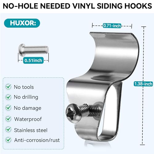 HUXOR Vinyl Siding Hooks with Screws, Siding Clips for Solar Light, 20 Pack - size: 20 Pack