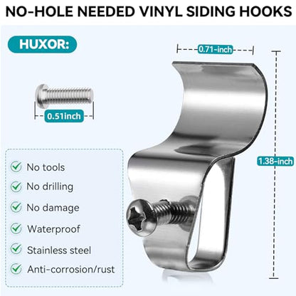 HUXOR Vinyl Siding Hooks with Screws, Siding Clips for Solar Light, 20 Pack - size: 20 Pack