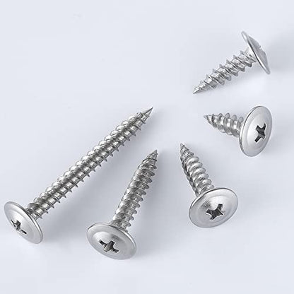 Wensilon(95 pcs)#8 Phillips Truss Head Wood Screws Stainless Steel 410 Quick Metal Self Tapping with Drywall Plastic Anchors Assortment Kit - size: SS410 Phillips Truss Head Wood Screws