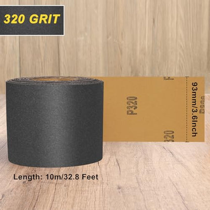 Sandpaper Roll 320 Grit, Wet Dry Sand Paper 3-2/3" Wide 11 Yard - style: 320 Grit