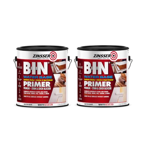 Zinsser B-I-N Water Base Stain & Odor Blocking Primer, Flat White - size: Gallon (Pack of 2)