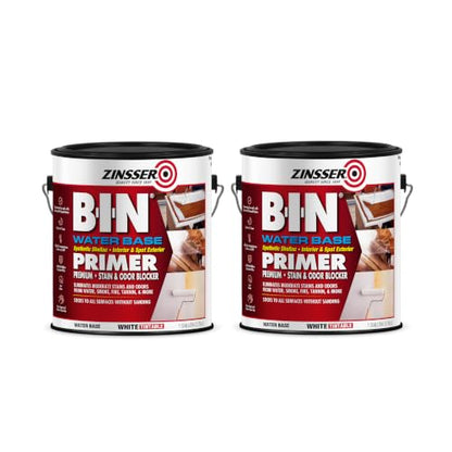 Zinsser B-I-N Water Base Stain & Odor Blocking Primer, Flat White - size: Gallon (Pack of 2)
