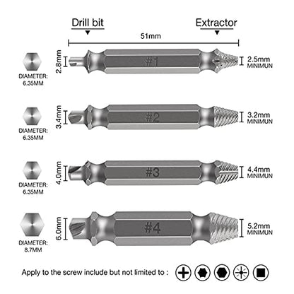 4PCS Damaged Screw Extractor Drill Bit Kit Remover for Stripped Screws Nuts