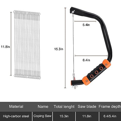 15-Inch Coping Saw Kit with 20 Spiral Blades for Home Improvement Use