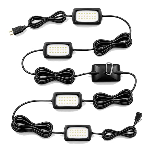 Owleye 50FT Led Work Light 85W 8000LM Waterproof Construction String Lights Linkable Temporary Work Lighting Outdoor Indoor Worklight (5 Light Heads) - size: 50 Ft, 1 pack