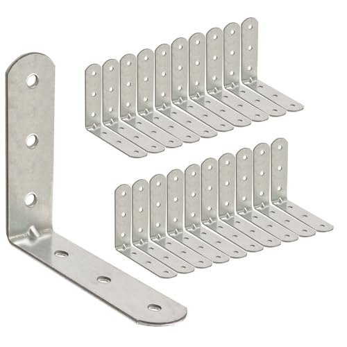 20 Pack Angle Brackets (1.97" x 1.97" x 0.63") – 90° L-Shape Corner Brace Plate Wood Metal Connecting Fixing Joining Repair Support Galvanized Connector - size: 1.97" x 1.97" x 0.63"
