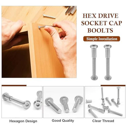 M6x50mm Hex Drive Socket Cap Bolt, Silver, 10 Pair (20 Piece) - color: Silver, size: M6x50mm