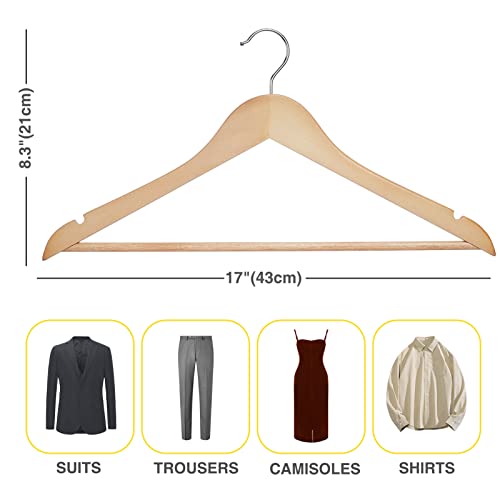 Wooden Hangers 30 Pack Clothes Hanger for Daily Used,Coat Hangers for Closet,Heavy Duty Wood Hanger for Suit, Shirts, Jackets, Dress, Pant （Light Natural） - color: Light Natural