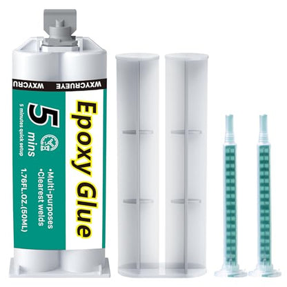 5 Minute Epoxy Glue All Purpose | Fast Cure Clear Epoxy Resin Adhesive for Plastic, Metal, Wood, Ceramic & Fiberglass | Two Part epoxy Glue