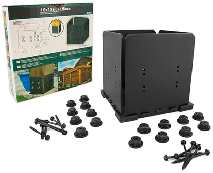 OZCO Ironwood Post Base Kit, 10in x 10in, 1 Kit with Hardware, Black - size: 10x10, style: Ironwood