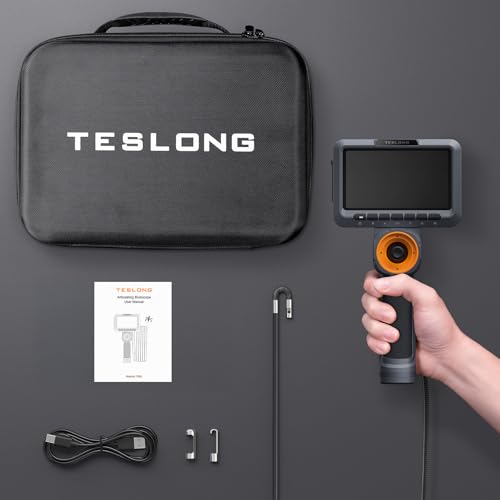 Teslong Dual Lens 4-Way Articulating Borescope for Wall Engine Inspection