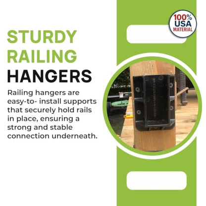 Deck Railing Hangers for 2x4 (1.5”x3.5”)(Black Polypropylene)(8 Pack)