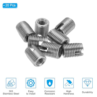 PATIKIL Self-Tapping Threaded Inserts, 20 Pcs M2.5 x M4.5 x 6mm 303 Stainless Steel Thread Adapter Reducer Slotted Screw Repair Inserts Nuts Sleeve - size: M2.5 x M4.5 x 6mm