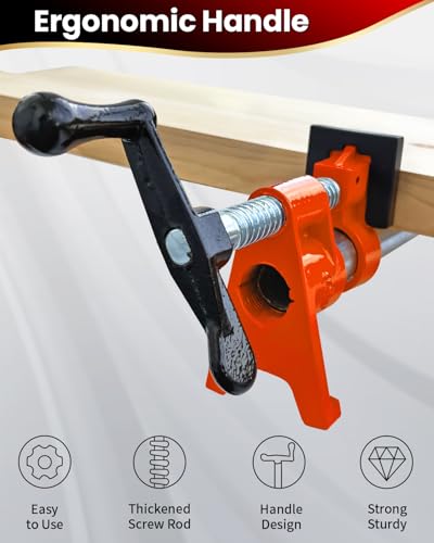3/4" Pipe Clamps 6 Pack, Wood Gluing Bar Clamp with Pads - style: Orange, 3/4 IN with Pads