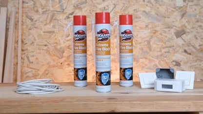 Kraken Bond Extreme Orange Fire Block Foam - (12x24oz) Fire Rated Polyurethane Spray for Gap Filling, Sealing on Windows, Walls, Joints & Pipes, Straw Use High Expansion Fire Proof Foam - 12 Pack - size: 12 Pack