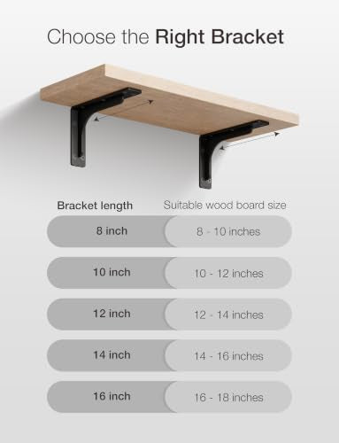 BATODA 10" x 6" L Bracket with Beam, Brackets for Floating Shelves Pack 4 - size: 10 Inch