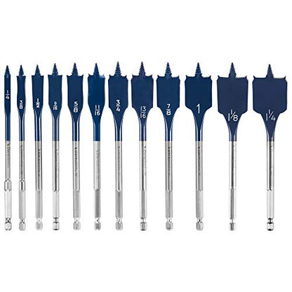 BOSCH DSB5012 12-Piece Assorted Set Daredevil Spade Bits, 1/4 in. Hex Shank Ideal for Fast Drilling Applications in Wood