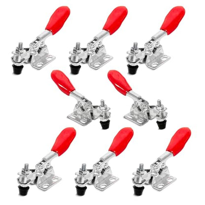 POWERTEC 8PK Small Toggle Clamp, 60 lbs Holding Capacity, 201 Quick Release Horizontal Adjustable Clamps for Woodworking Jigs and Fixtures, Welding, Drill Press, Table Saw Sled, Tool Boxes (20321-P2) - size: 201, 8PK
