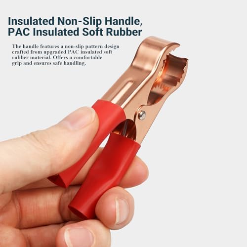 5Pair Alligator Clips Electrical, 50A 3.1inch Heavy Duty Insulated Pure Copper Charging Battery Clips Alligator Clamps, Spring Loaded Truck Car Electrical Battery Test Jumper Lead Probe