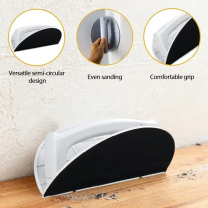Right Angle Semi-Circular Angle Sanding Tool, Multi-Functional Semi-Round Corner Sandpaper, Self-Adhesive Handheld Micro Detail Sander, 3pcs Sandpaper for Wall