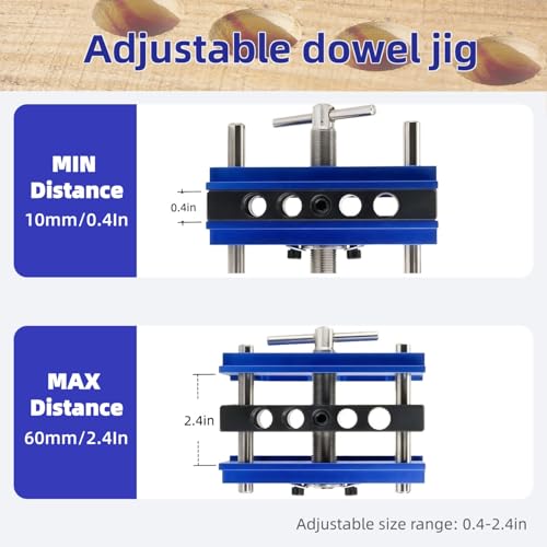 Self Centering Dowel Jig Kit for Woodworking, Joiner Complete Tool Set - color: Long 7.3in