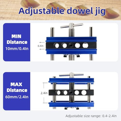 Self Centering Dowel Jig Kit for Woodworking, Joiner Complete Tool Set - color: Long 7.3in