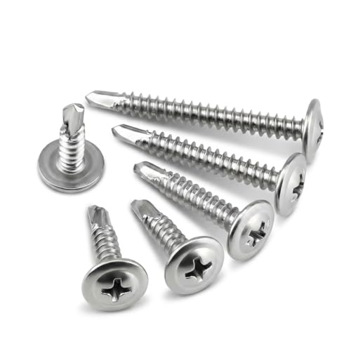 #10 x 1-1/4 (200 Pack) Sheet Metal Screws, 410 Stainless Steel Truss Head Self-Tapping Screws for Metal, Plastic & Wood, Phillips Drive, High Strength Self Drilling Screws - size: #10 x 1-1/4