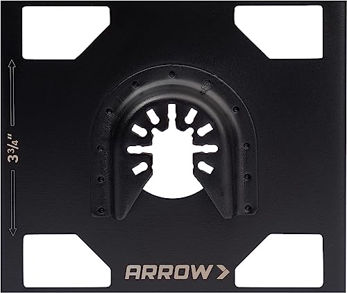 Arrow OSCGB2-1 2 Gang Electrical Box Drywall Cutting Blade for Oscillating Tools, Universal, Fits Most Multitools, Includes Adapter, Makes 4” by 3-3/4” Hole - size: 2-Gang